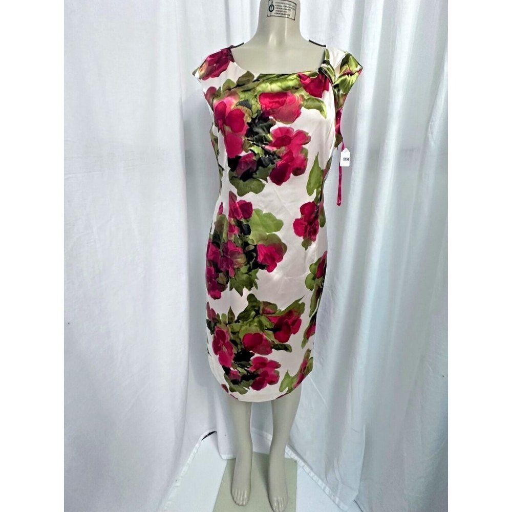 JONES WEAR DRESS  Stretch Floral Lined Sleeveless Dress Size 12 #1198